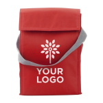 Polyester koeltas met klittenbandsluiting aan de bovenkant kleur rood tweede weergave