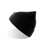 Dubbelgelaagde muts van gerecycled polyester met patch kleur zwart