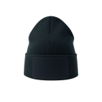 Dubbelgelaagde muts van gerecycled polyester met patch kleur marineblauw