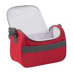 Polyester koeltas met verstelbare draagriem kleur rood tweede weergave