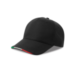Baseballpet van gerecycled polyester met Italiaanse klep 220 g/m² kleur zwart