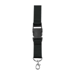 Polyester lanyard met karabijnhaak en sleutelhanger in diverse kleuren kleur zwart eerste weergave