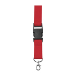 Polyester lanyard met karabijnhaak en sleutelhanger in diverse kleuren kleur rood eerste weergave