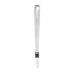Polyester lanyard met karabijnhaak en sleutelhanger in diverse kleuren kleur wit derde weergave