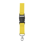 Polyester lanyard met karabijnhaak en sleutelhanger in diverse kleuren kleur geel eerste weergave