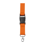 Polyester lanyard met karabijnhaak en sleutelhanger in diverse kleuren kleur oranje eerste weergave