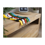 Polyester lanyard met karabijnhaak en sleutelhanger in diverse kleuren kleur oranje tweede weergave