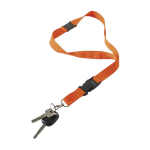 Polyester lanyard met karabijnhaak en sleutelhanger in diverse kleuren kleur oranje vierde weergave
