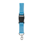 Polyester lanyard met karabijnhaak en sleutelhanger in diverse kleuren kleur lichtblauw eerste weergave