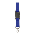 Polyester lanyard met karabijnhaak en sleutelhanger in diverse kleuren kleur ultramarijn blauw eerste weergave