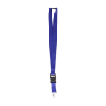 Polyester lanyard met karabijnhaak en sleutelhanger in diverse kleuren kleur ultramarijn blauw vierde weergave