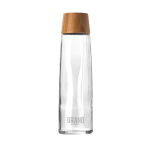Premium duurzame glazen fles met bamboedeksel 750ml kleur lichtbruin