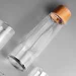 Premium duurzame glazen fles met bamboedeksel 750ml