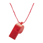 Klassiek plastic fluitje met bijpassend koord kleur rood eerste weergave