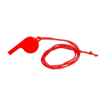 Klassiek plastic fluitje met bijpassend koord kleur rood tweede weergave