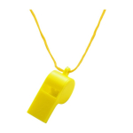 Klassiek plastic fluitje met bijpassend koord kleur geel eerste weergave