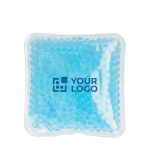 Vierkant warm/koud kompres met waterparels kleur lichtblauw met jouw bedrukking