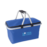 Opvouwbare polyester mand met EVA-schuimhandvat voor picknicks kleur ultramarijn blauw met jouw bedrukking