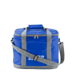 Nylon koeltas met afneembare schouderband en voorvak kleur ultramarijn blauw met jouw bedrukking