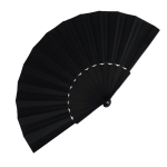 Polyester waaier in kleuren met personaliseerbaar plastic handvat kleur zwart tweede weergave