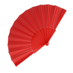 Polyester waaier in kleuren met personaliseerbaar plastic handvat kleur rood tweede weergave