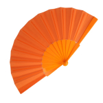 Polyester waaier in kleuren met personaliseerbaar plastic handvat kleur oranje tweede weergave