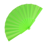 Polyester waaier in kleuren met personaliseerbaar plastic handvat kleur limoen groen