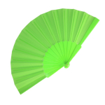 Polyester waaier in kleuren met personaliseerbaar plastic handvat kleur limoen groen tweede weergave