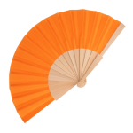 Waaier van RPET in kleuren met personaliseerbaar houten handvat kleur oranje