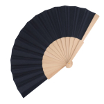 Waaier van RPET in kleuren met personaliseerbaar houten handvat kleur donkerblauw