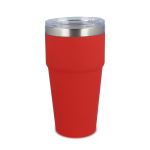 Thermosbeker met keramisch binnenwerk en transparant deksel 500 ml kleur rood