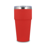 Thermosbeker met keramisch binnenwerk en transparant deksel 500 ml kleur rood vierde weergave
