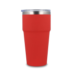 Thermosbeker met keramisch binnenwerk en transparant deksel 500 ml kleur rood vijfde weergave