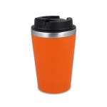 Thermosbeker van roestvrij staal met zwarte deksel, 350 ml kleur oranje