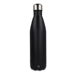 Fles van gerecycled roestvrij staal met zilveren dop 750 ml kleur zwart