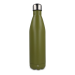 Fles van gerecycled roestvrij staal met zilveren dop 750 ml kleur olijfgroen