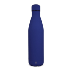Fles van gerecycled roestvrij staal met logo 750 ml kleur donkerblauw