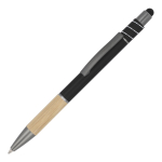 Balpen met bamboe detail en antistress spinner blauwe inkt kleur zwart