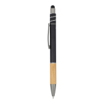 Balpen met bamboe detail en antistress spinner blauwe inkt kleur zwart derde weergave