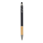 Balpen met bamboe detail en antistress spinner blauwe inkt kleur zwart vierde weergave