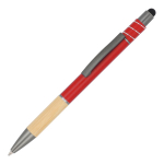 Balpen met bamboe detail en antistress spinner blauwe inkt kleur rood