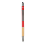 Balpen met bamboe detail en antistress spinner blauwe inkt kleur rood tweede weergave
