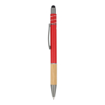 Balpen met bamboe detail en antistress spinner blauwe inkt kleur rood derde weergave