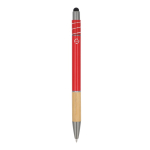 Balpen met bamboe detail en antistress spinner blauwe inkt kleur rood vierde weergave