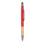Balpen met bamboe detail en antistress spinner blauwe inkt kleur rood vijfde weergave