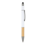 Balpen met bamboe detail en antistress spinner blauwe inkt kleur wit vijfde weergave