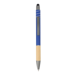 Balpen met bamboe detail en antistress spinner blauwe inkt kleur donkerblauw tweede weergave