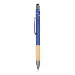 Balpen met bamboe detail en antistress spinner blauwe inkt kleur donkerblauw derde weergave