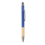 Balpen met bamboe detail en antistress spinner blauwe inkt kleur donkerblauw vijfde weergave