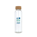Klassieke fles van gerecycled glas met kurken dop 500 ml met afdrukgebied